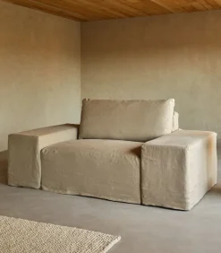 Modulaire fauteuil in natuurlijk linnen, 1-zit