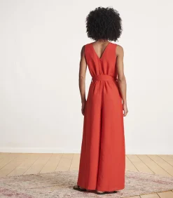 Mouwloos rood broekpak