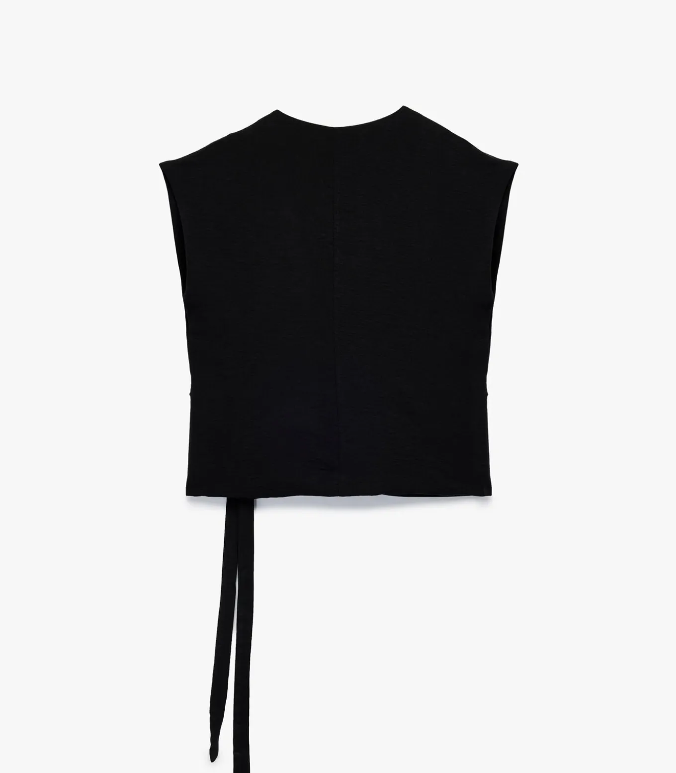 Mouwloze Zwarte Wikkelblouse met Ceintuur