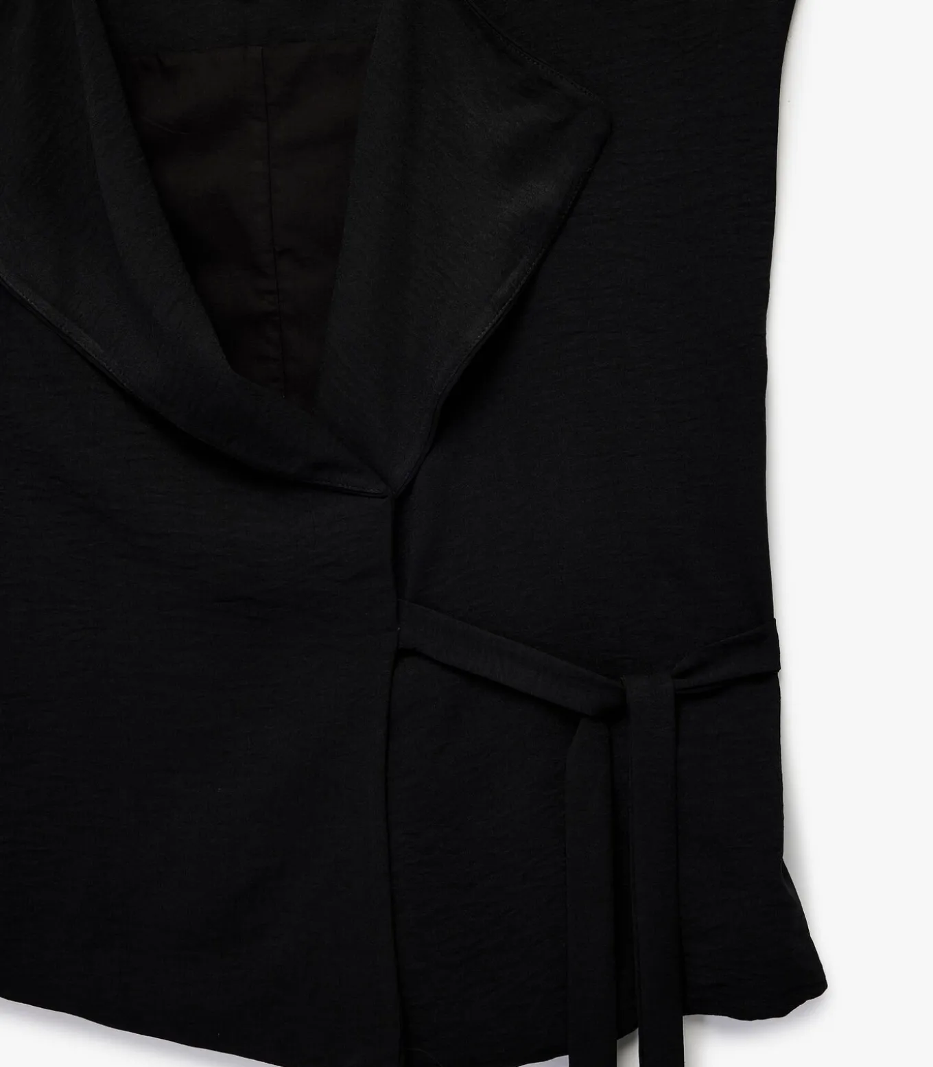 Mouwloze Zwarte Wikkelblouse met Ceintuur