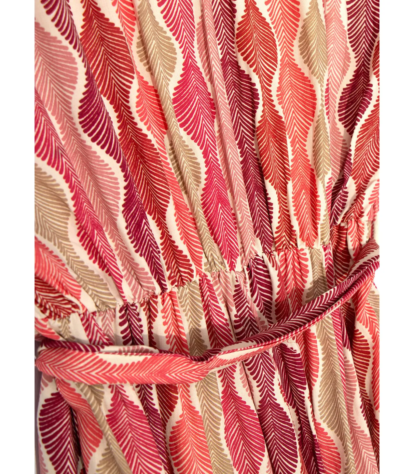 Multicolor jumpsuit met korte mouwen, bloemenprint en strik aan de taille