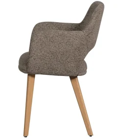 Murat Eetkamerstoelen Houten Naturel Poot - Taupe - Set van 6