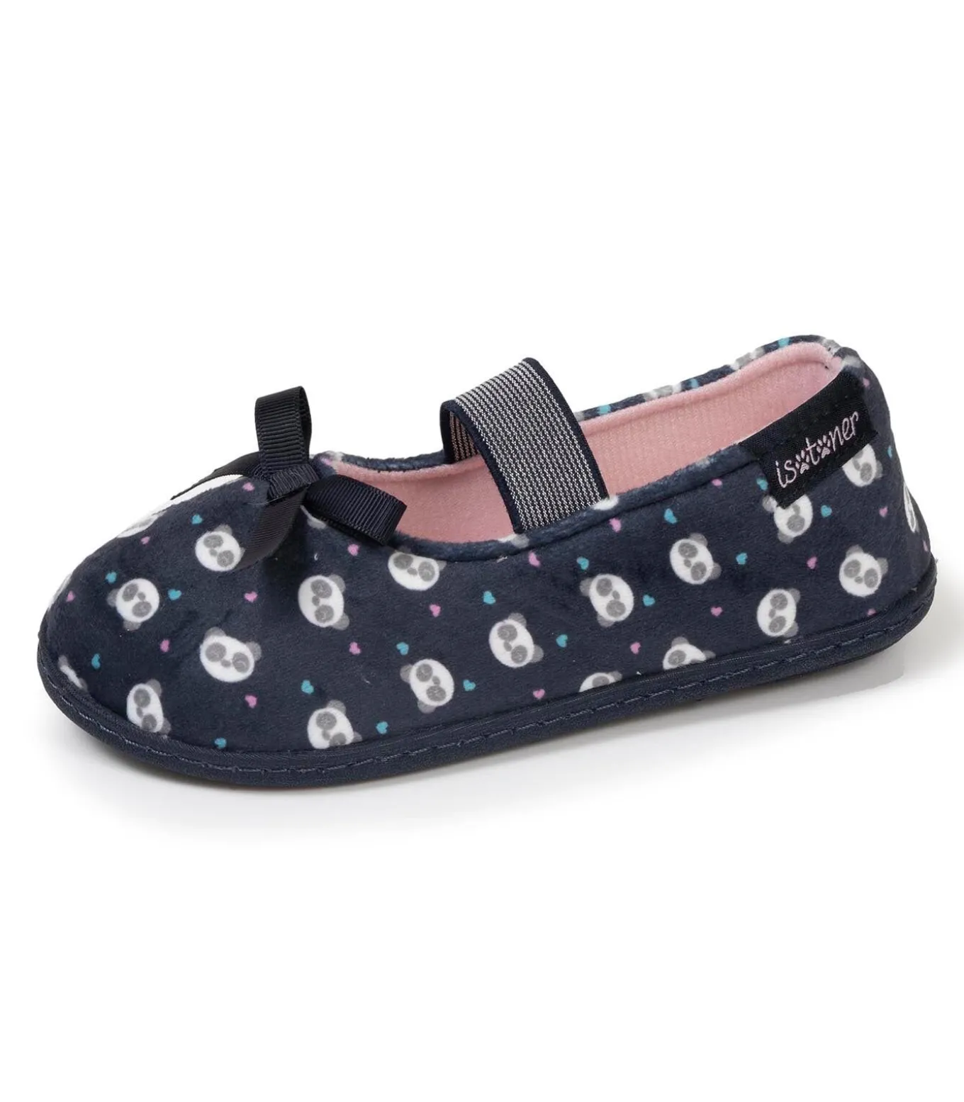 Navy panda pantoffels voor kinderen
