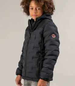 NICK - Jongensjack van twee materialen met grafische stiksels