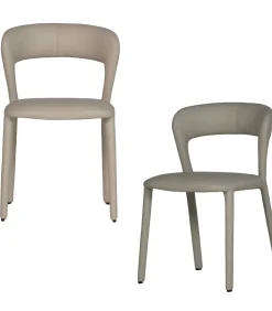 Noble Eetkamerstoelen - Leerlook - Beige - Set van 2