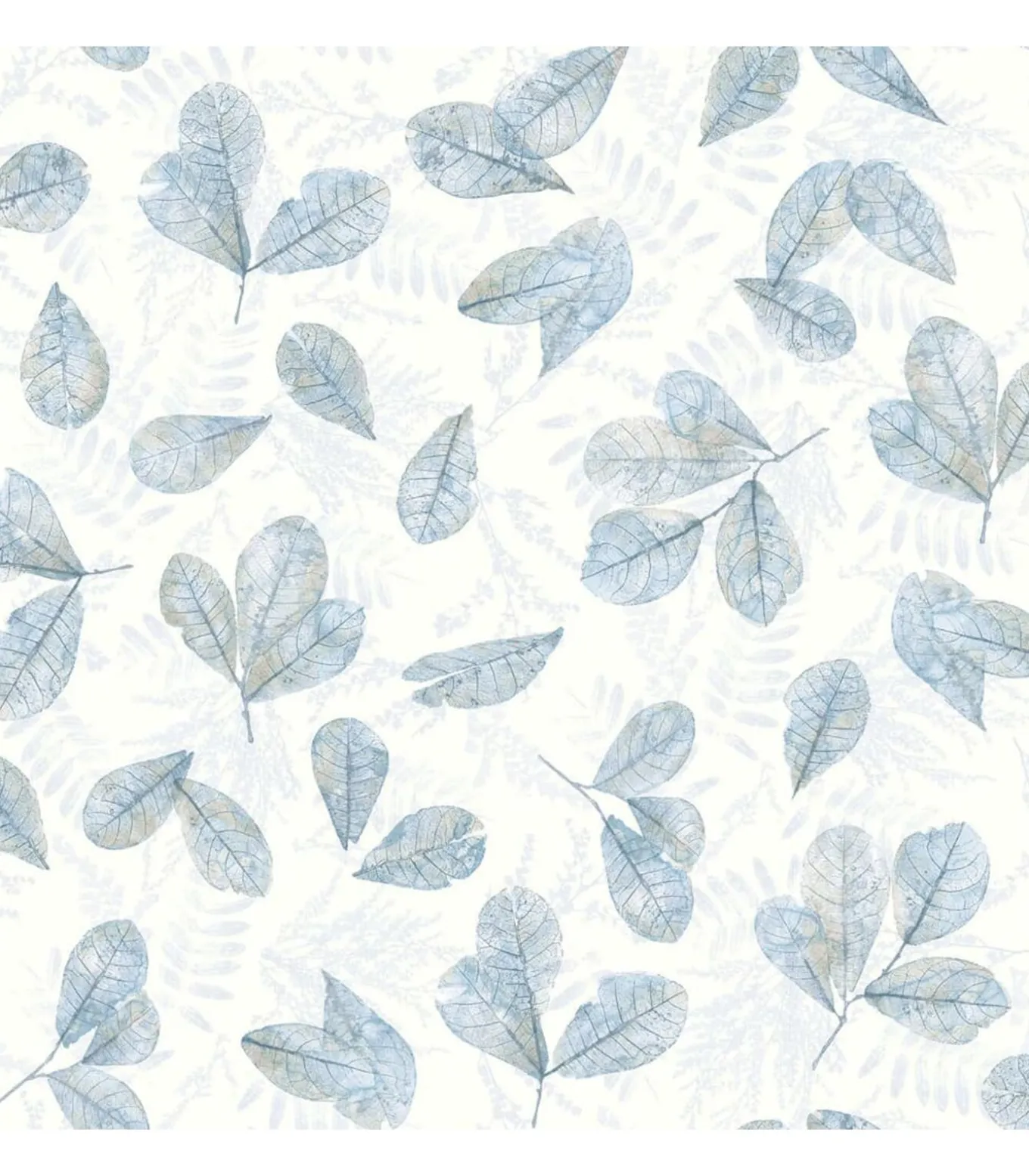 Noordwand Behang Evergreen Leaves wit en blauw