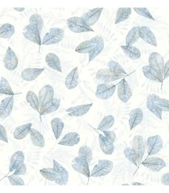 Noordwand Behang Evergreen Leaves wit en blauw