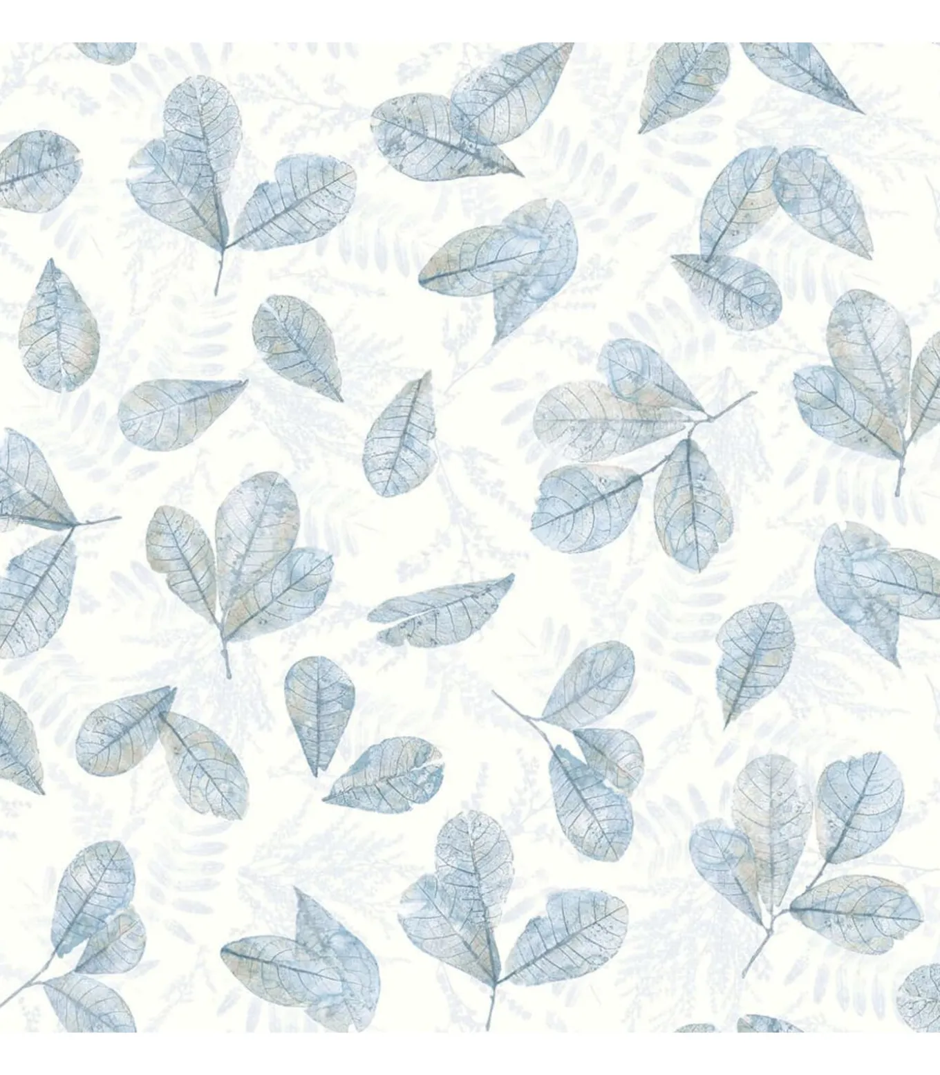 Noordwand Behang Evergreen Leaves wit en blauw