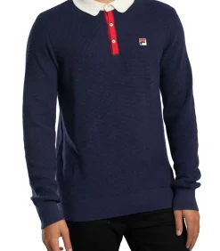 Nowell Wafelgebreid Poloshirt Met Lange Mouwen