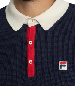 Nowell Wafelgebreid Poloshirt Met Lange Mouwen