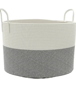 Opbergmand Ø 51x33 cm katoen grijs en wit