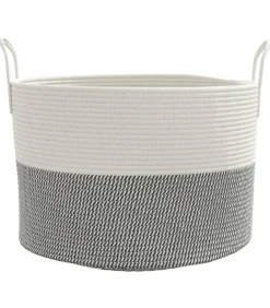Opbergmand Ø 51x33 cm katoen grijs en wit