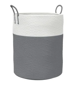 Opbergmand Ø 38x46 cm katoen grijs en wit