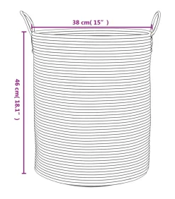 Opbergmand Ø 38x46 cm katoen grijs en wit