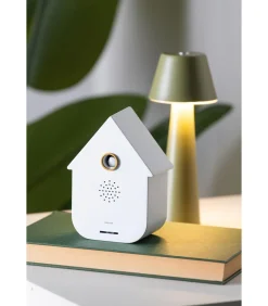 Ornament Sound Box Modern Cuckoo - Wit - 12x7.5x11.5cm