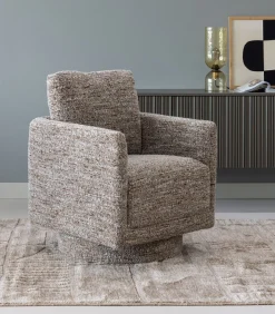 Oska Draaifauteuil - Melange Stof - Bruin - 64x78x79