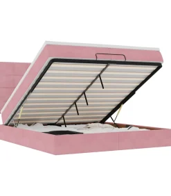 Ottoman bed met matrassen en LED's 200x200cm fluweel roze