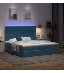 Ottoman bed met matrassen en LED's 160x200cm fluweel