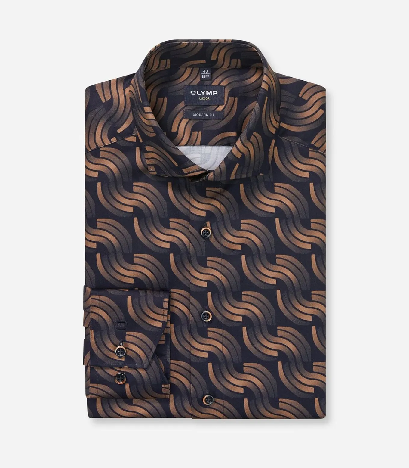 Overhemd Luxor Modern Fit Design Bruin Blauw