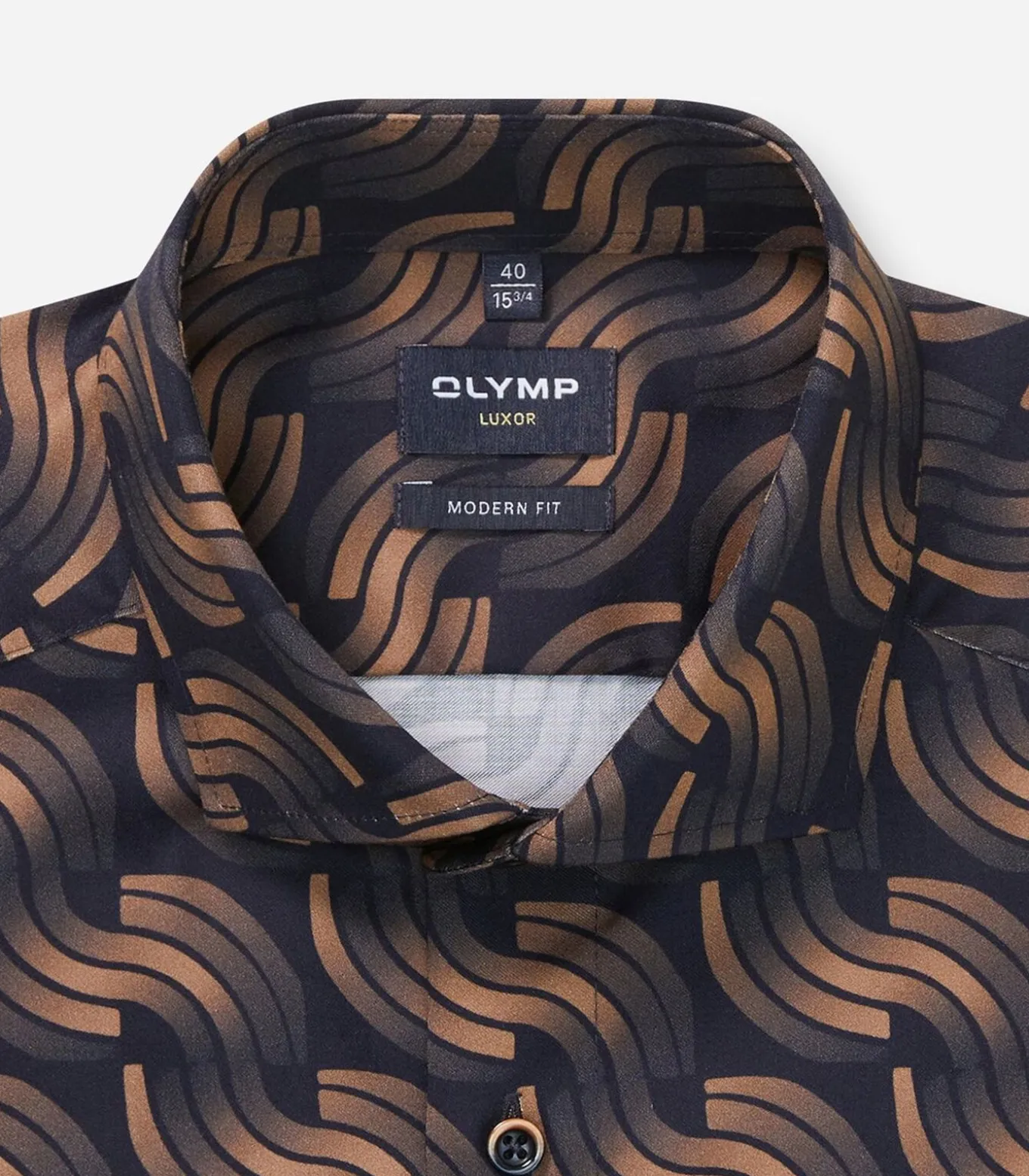 Overhemd Luxor Modern Fit Design Bruin Blauw