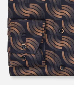 Overhemd Luxor Modern Fit Design Bruin Blauw