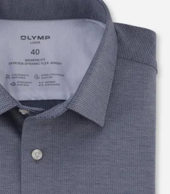 Overhemd Shirt 24/7 Modern Fit Marineblauw