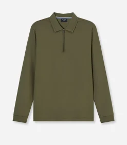Overhemd Zip Pullover Olijfgroen