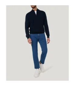 Overhemd Zip-Pullover Donkerblauw