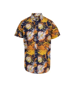 Overhemd met korte mouwen en bladerenprint