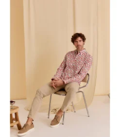 Overhemd met lange mouwen en bladerenprint