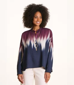 Oversized bicolor top met tie & dye print