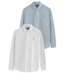 Pack van twee herenhemden in hemelblauw en wit met relaxed fit en Rigby Go-logo