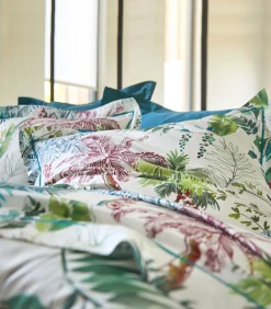 PALMERAIE Bleu paon - Laken Satijn katoen