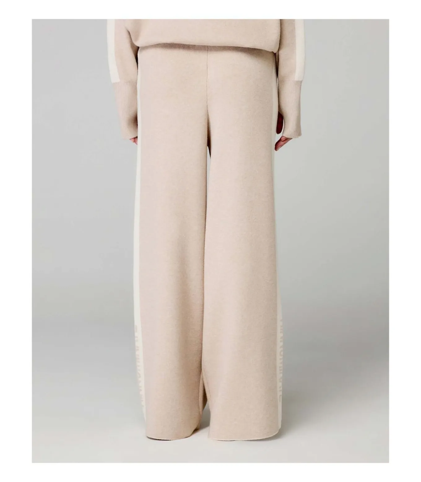 Pantalone In Maglia A Palazzo C/Bande In Contrasto