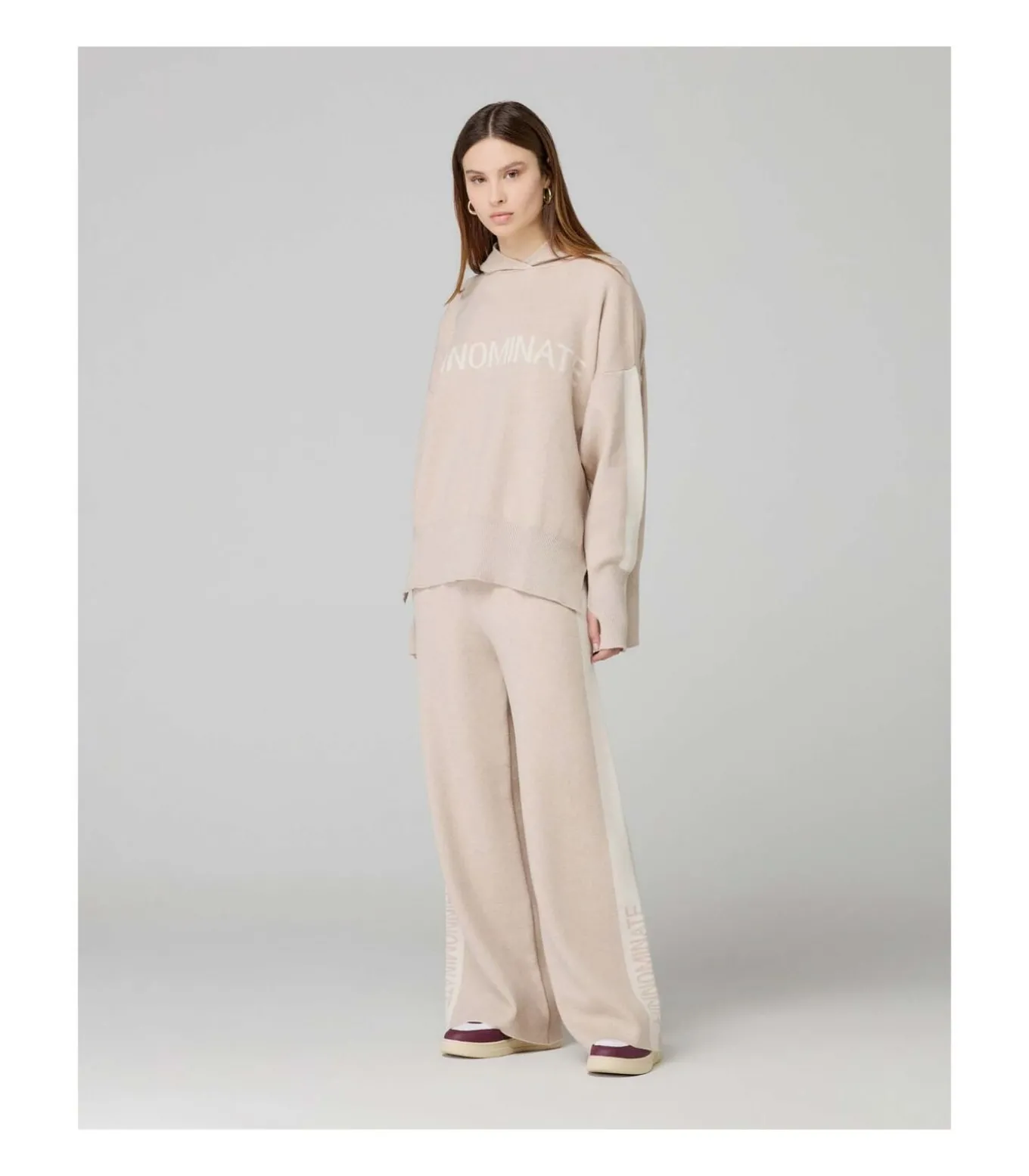 Pantalone In Maglia A Palazzo C/Bande In Contrasto