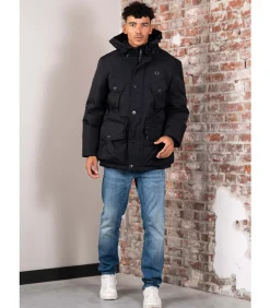 Patch pocket puffer jacket - black