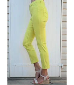 PAULA - 7/8 LIME STRETCH KATOENEN JEANS
