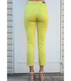 PAULA - 7/8 LIME STRETCH KATOENEN JEANS
