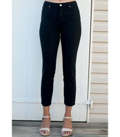 PAULA - 7/8 ZWARTE STRETCH KATOENEN JEANS