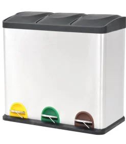 Pedaalemmer voor recycling 54 L roestvrij staal