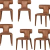 Permit Eetkamerstoelen - Leerlook - Cognac - Set van 6