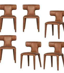 Permit Eetkamerstoelen - Leerlook - Cognac - Set van 6