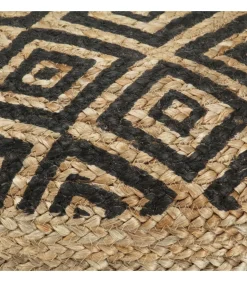 Poef handgemaakt 45x30 cm jute zwart