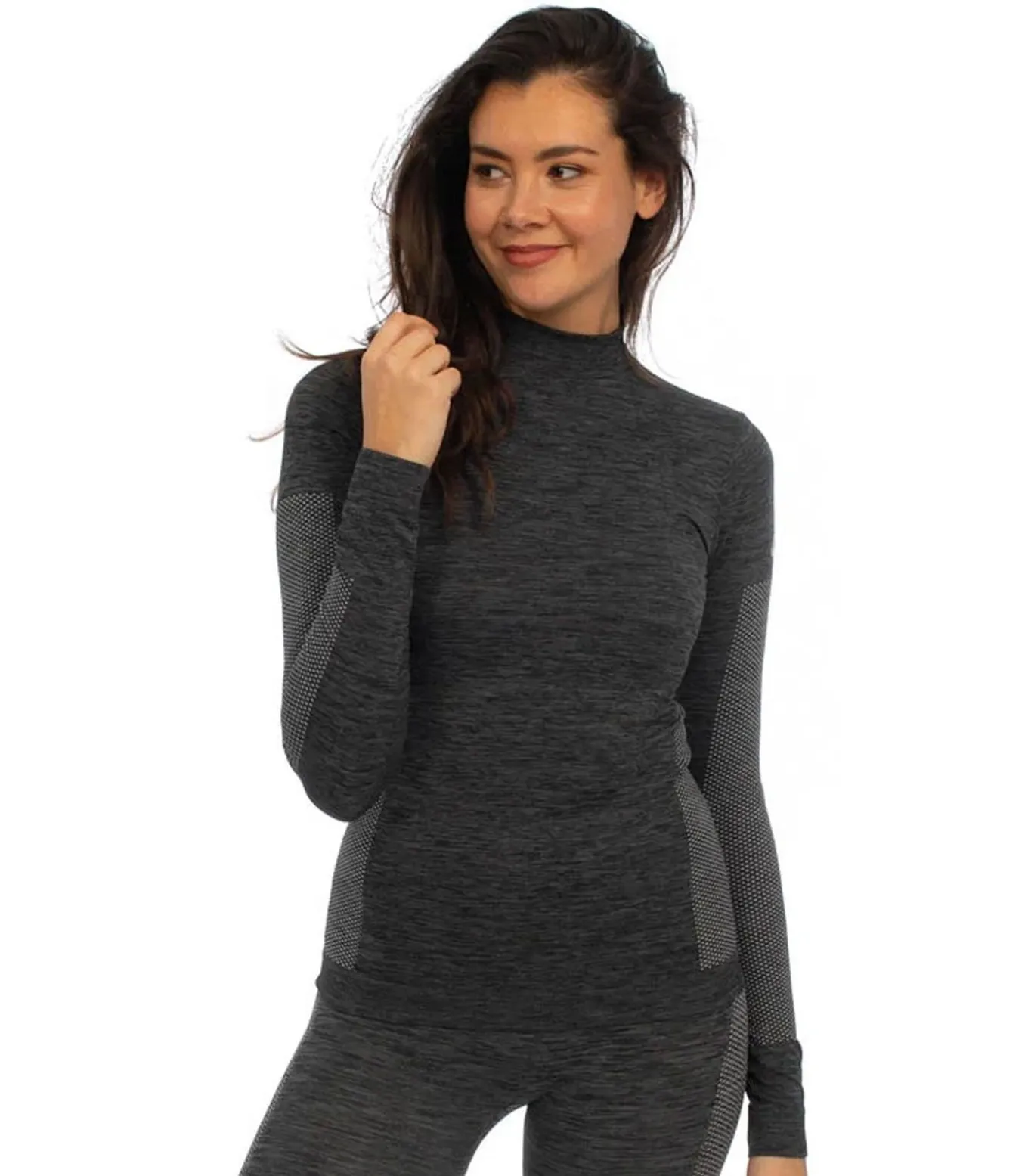 Premium Thermoshirt Dames met lange mouwen Zwart Melange