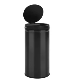 Prullenbak met automatische sensor 70 L koolstofstaal zwart