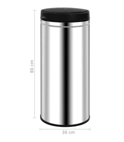 Prullenbak met automatische sensor 80 L roestvrij staal