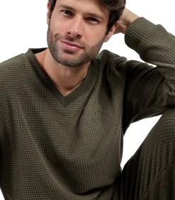 Pyjama broek top lange mouwen Checks Texture