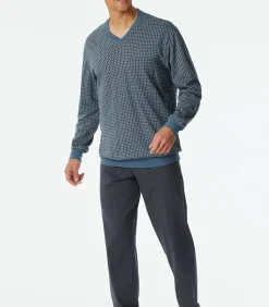 Pyjama heren lange mouw 100% katoen - Comfort - 181162 - Met boordjes