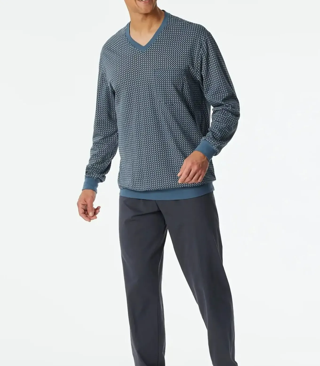 Pyjama heren lange mouw 100% katoen - Comfort - 181162 - Met boordjes