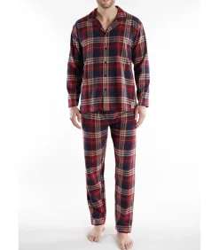 Pyjama Met Doorknoopjasje Tartan Ruit Rood